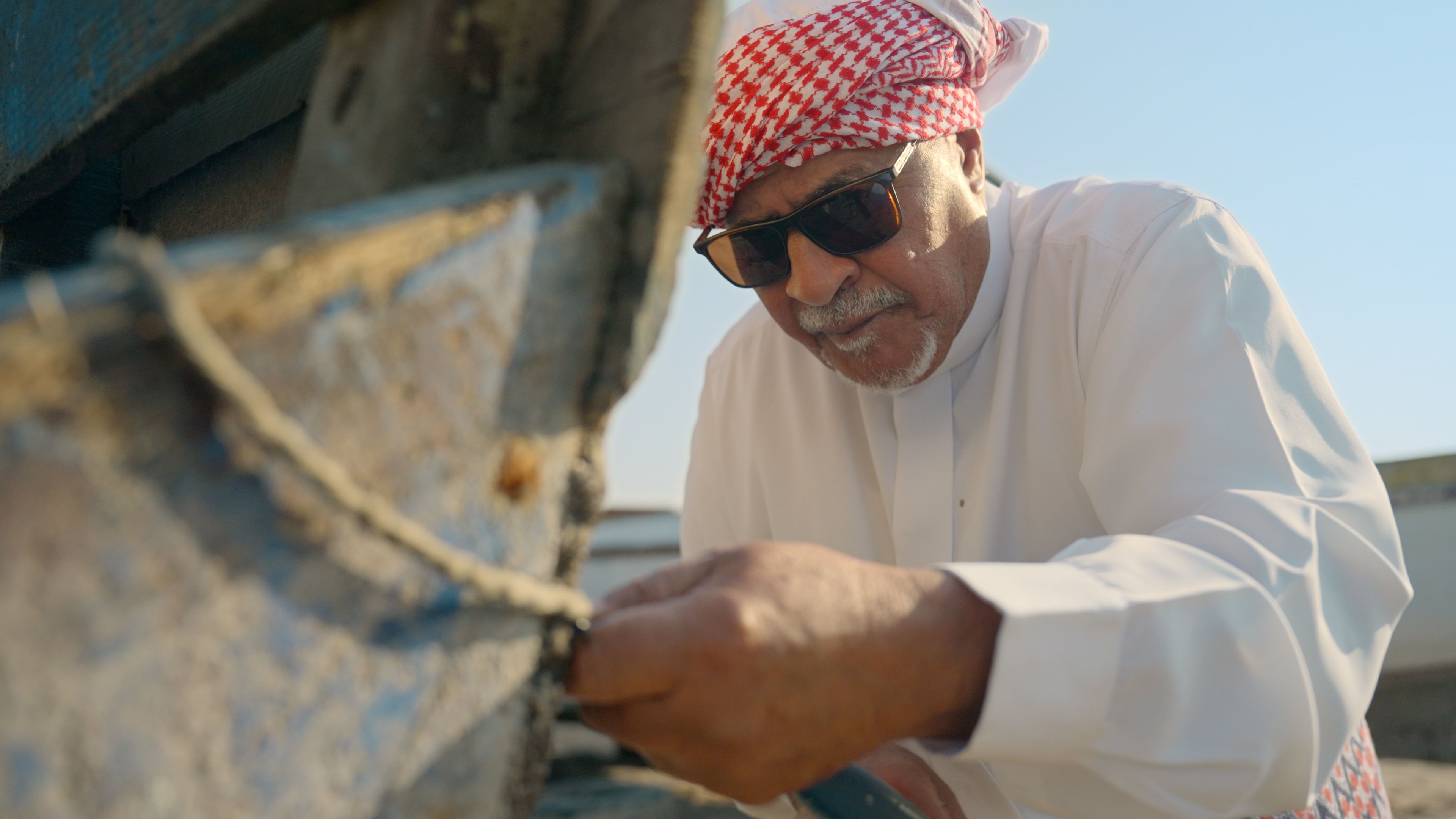 Ameen is reviving the traditional art of wooden boat building, known locally as 'Al Sanbuk'.