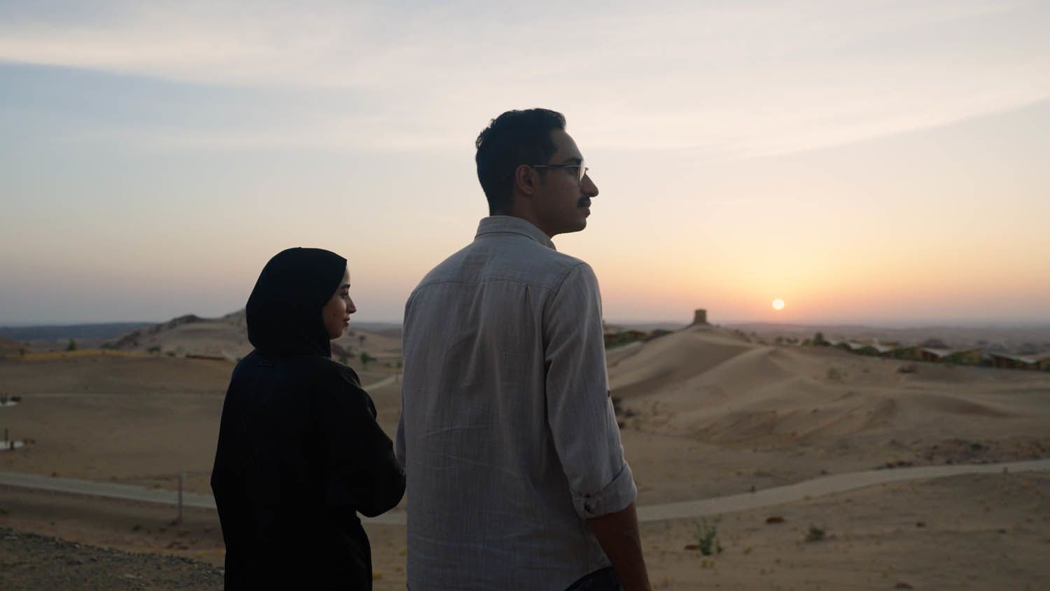 Mohammed and Rahaf discuss the future of renewable energy at Red Sea Global's solar field, part of the world's largest battery energy storage facility.