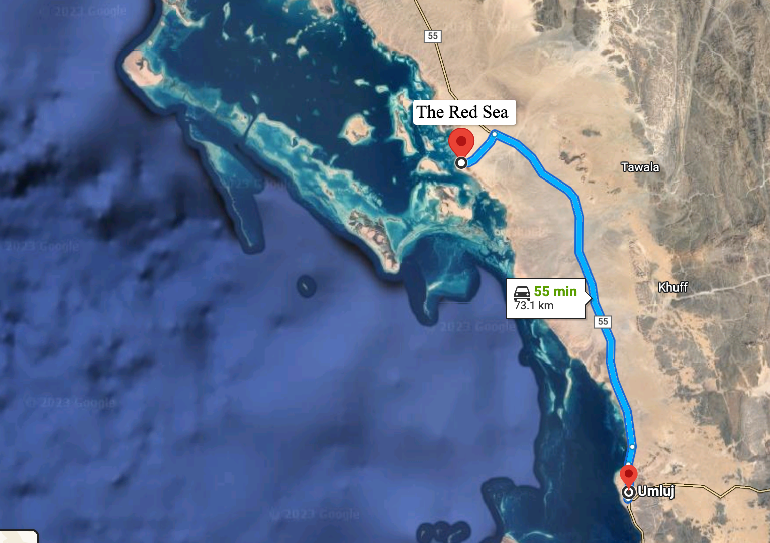 Map of The Red Sea and Umluj.